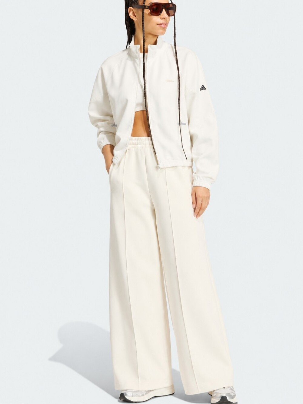 ADIDAS Track Jacket Streetwear White Sporty Full Zip Medium